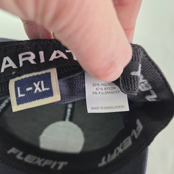 Ariat Flexfit Mens L XL Navy Blue Baseball Cap Hat "Headwear" Logo - Picture 7 of 9